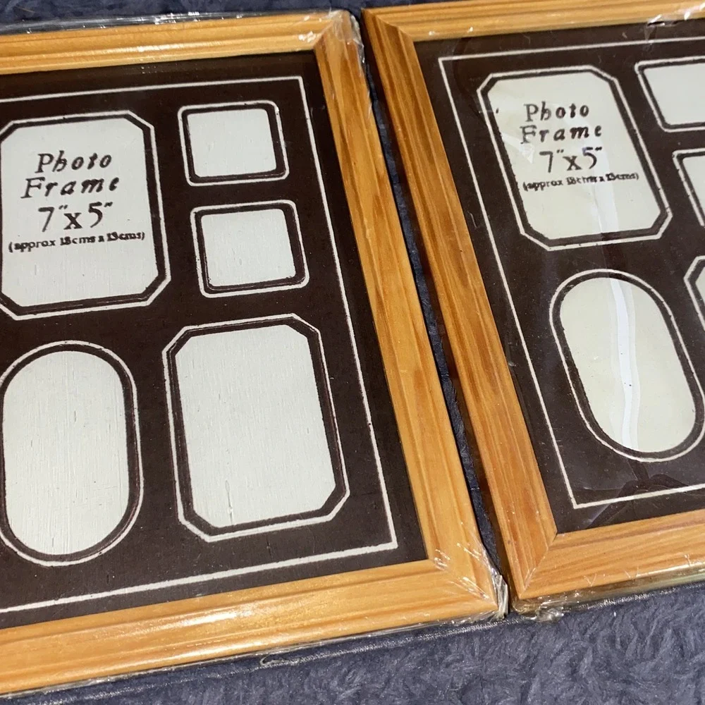 NEW Vintage PAIR‎ 5X7 Photo Collage Wood Frame hang or shelf sitter